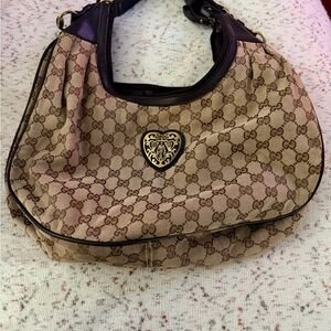 Tan and Brown Monogram Shoulder Bag